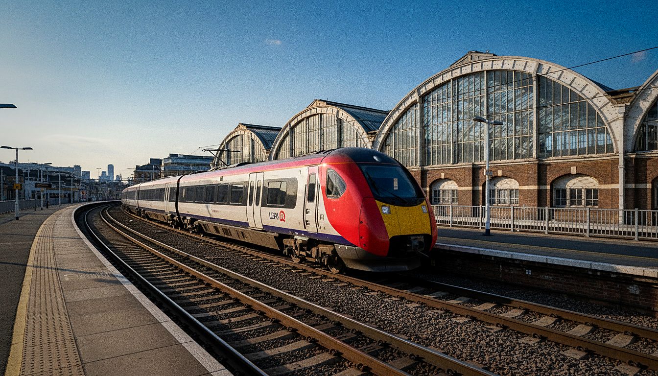 Train LNER Azuma quittant la gare de London King's Cross tôt le matin
